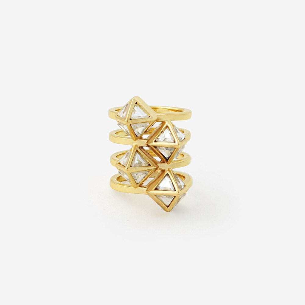 New- Pyramid Mirror Statement Ring